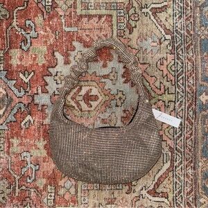 Crystal Mesh Hobo Shoulder Bag in Champagne Brown - Topshop